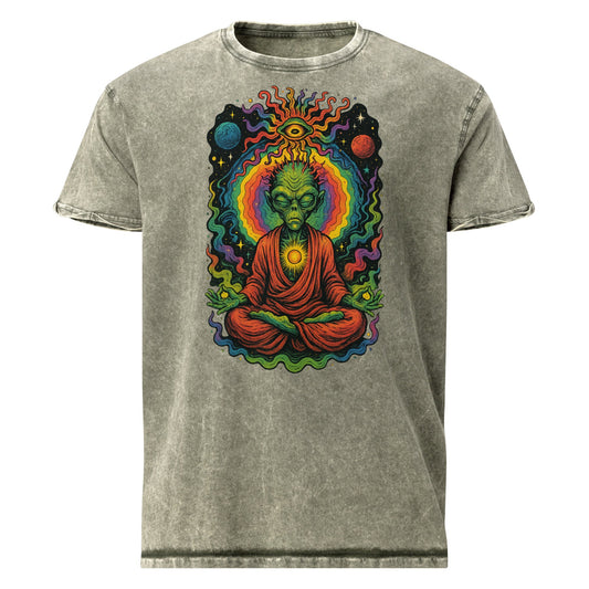 Psychedelic Alien Monk Tee | Spiritual Space Shirt | Cosmic Meditation T-Shirt - IconVexa