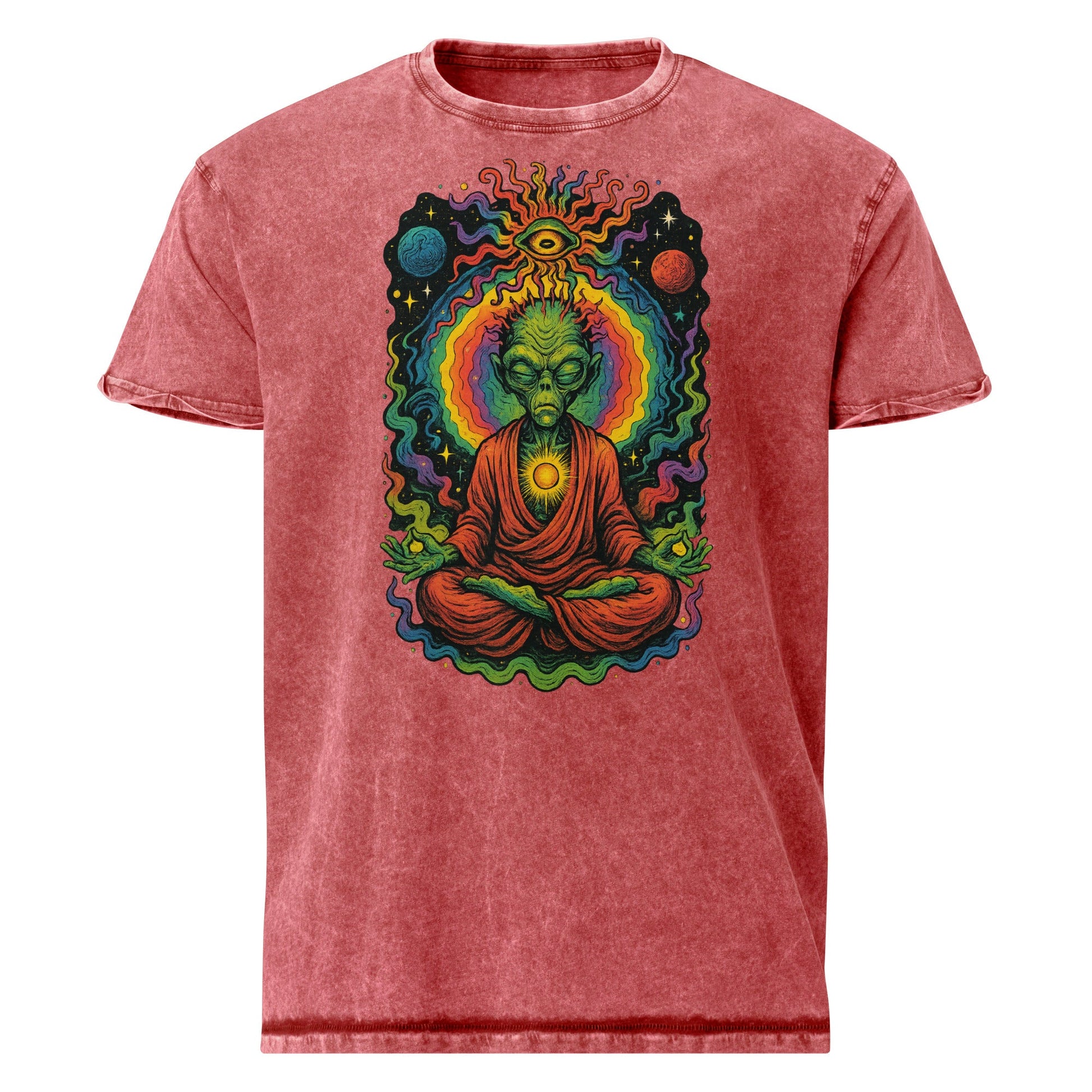 Psychedelic Alien Monk Tee | Spiritual Space Shirt | Cosmic Meditation T-Shirt - IconVexa