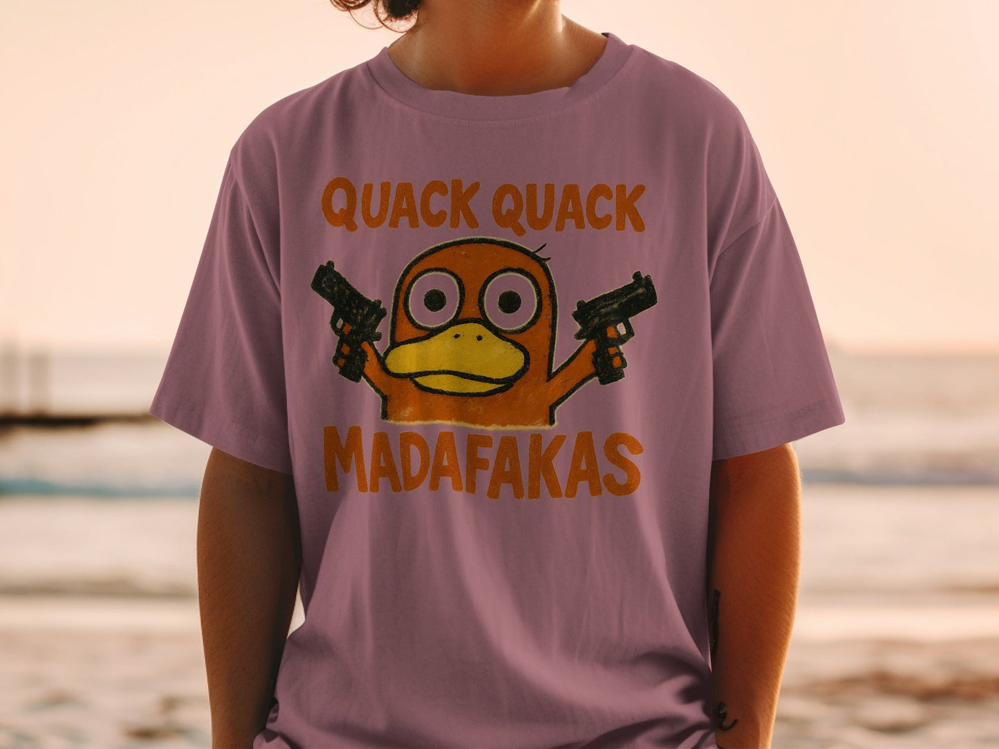 Quack Quack Duck T-Shirt, Funny Duck Shirt, Duck with Guns Tee, Meme Shirt, Popular Shirt, Trending T-Shirt, Gift for Duck Lovers - IconVexa