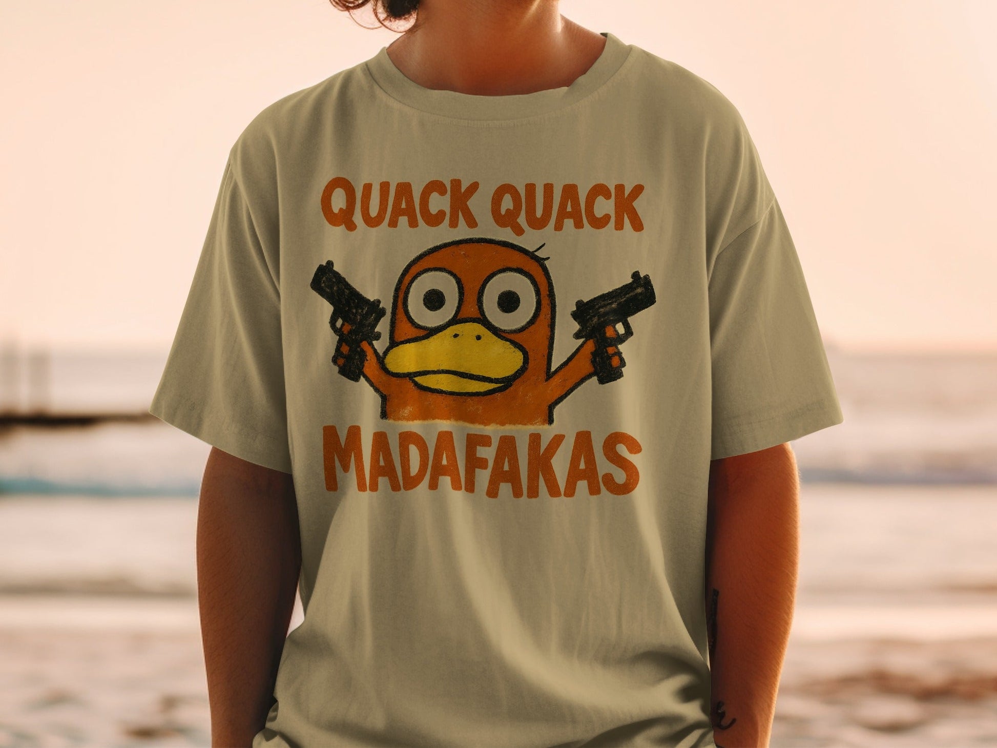 Quack Quack Duck T-Shirt, Funny Duck Shirt, Duck with Guns Tee, Meme Shirt, Popular Shirt, Trending T-Shirt, Gift for Duck Lovers - IconVexa