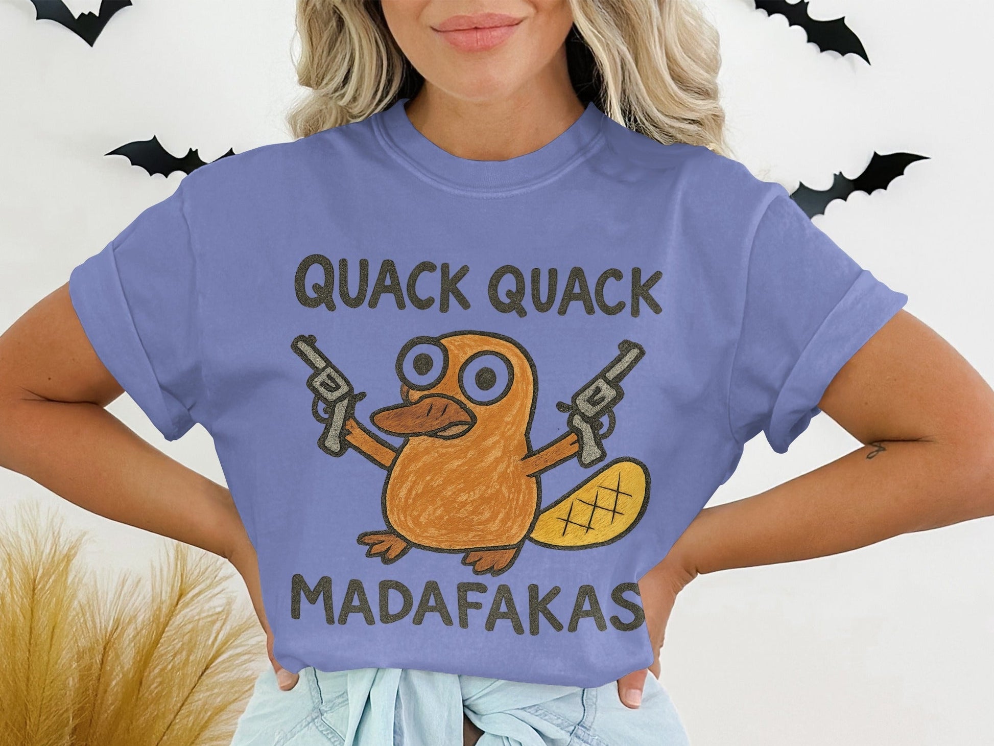 Quack Quack Madafakas T-Shirt, Funny Platypus T Shirt, Gangster Animal Shirt, Quirky Gift Tee, Trendy Outfit, Cool Graphic T-Shirt, Animal - IconVexa
