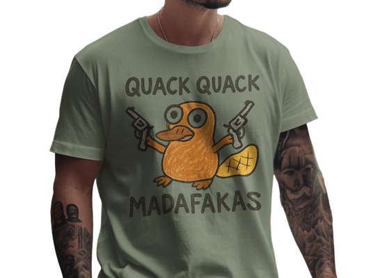 Quack Quack Madafakas T-Shirt, Funny Platypus T Shirt, Gangster Animal Shirt, Quirky Gift Tee, Trendy Outfit, Cool Graphic T-Shirt, Animal - IconVexa