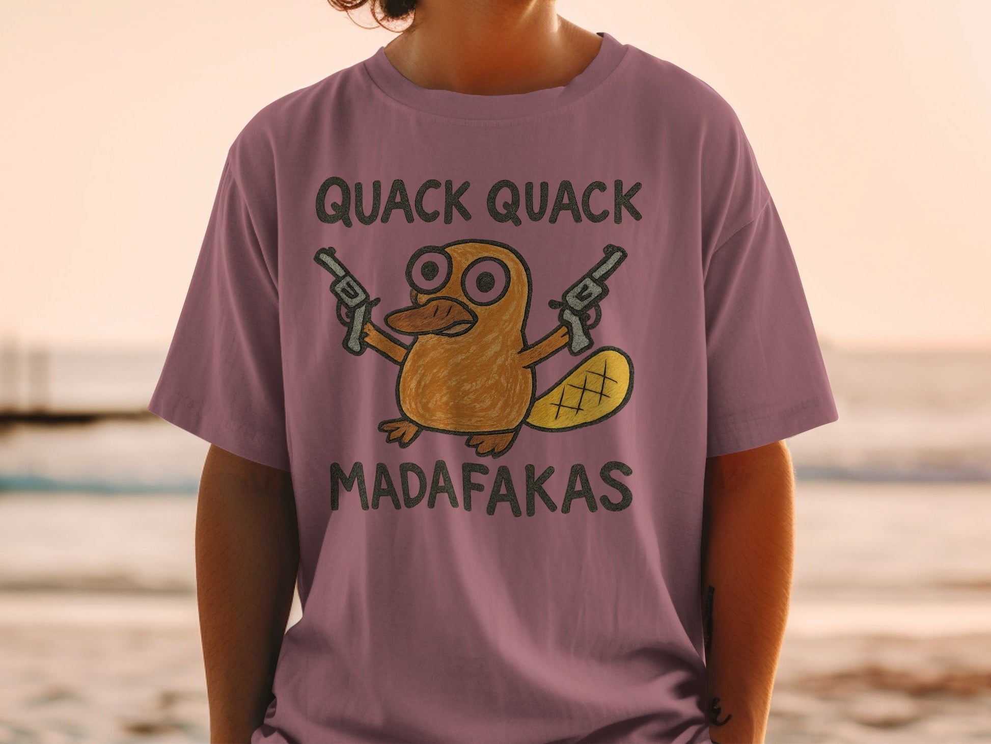 Quack Quack Madafakas T-Shirt, Funny Platypus T Shirt, Gangster Animal Shirt, Quirky Gift Tee, Trendy Outfit, Cool Graphic T-Shirt, Animal - IconVexa
