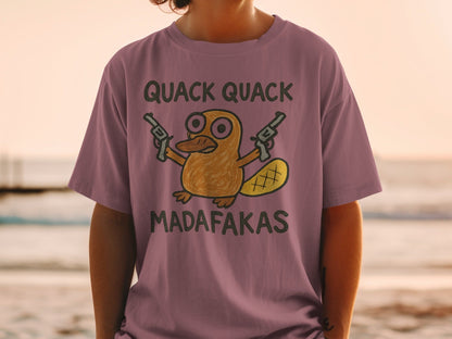 Quack Quack Madafakas T-Shirt, Funny Platypus T Shirt, Gangster Animal Shirt, Quirky Gift Tee, Trendy Outfit, Cool Graphic T-Shirt, Animal - IconVexa