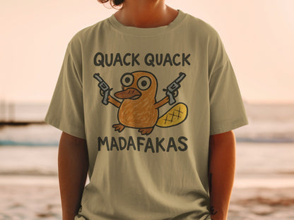 Quack Quack Madafakas T-Shirt, Funny Platypus T Shirt, Gangster Animal Shirt, Quirky Gift Tee, Trendy Outfit, Cool Graphic T-Shirt, Animal - IconVexa