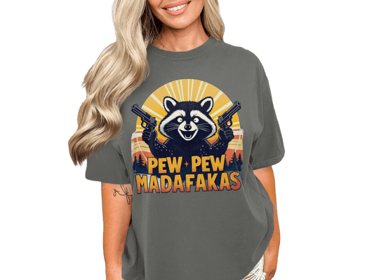 Raccoon T-Shirt, Funny Animal Shirt, Pew Pew Madafakas Tee, Graphic Tee, Novelty Gift, Unique T-Shirt, Trending T-Shirt, Popular Etsy - IconVexa