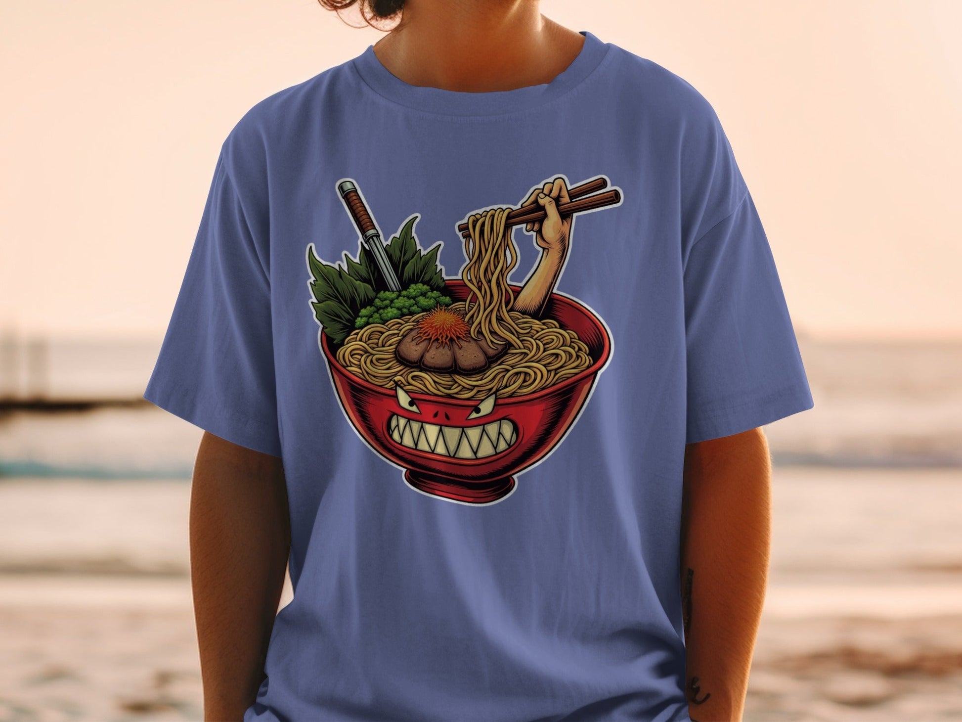 Ramen T-Shirt, Angry Bowl, Japanese Food, Anime Shirt, Cool Graphic Tee, Foodie Gift, Funny T-Shirt, Unique Design T-Shirt, Comfort T-Shirt - IconVexa