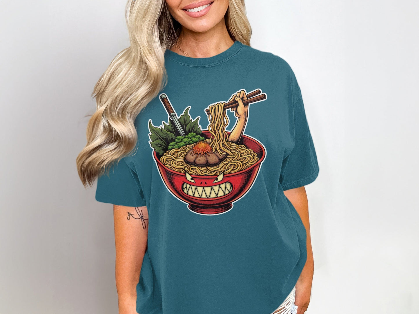 Ramen T-Shirt, Angry Bowl, Japanese Food, Anime Shirt, Cool Graphic Tee, Foodie Gift, Funny T-Shirt, Unique Design T-Shirt, Comfort T-Shirt - IconVexa