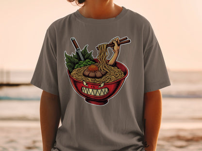 Ramen T-Shirt, Angry Bowl, Japanese Food, Anime Shirt, Cool Graphic Tee, Foodie Gift, Funny T-Shirt, Unique Design T-Shirt, Comfort T-Shirt - IconVexa