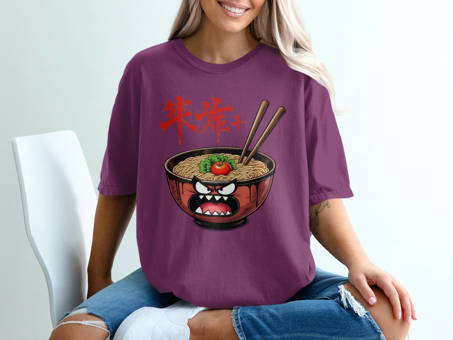 Ramen T-Shirt, Angry Ramen Bowl Tee, Noodle Shirt, Japanese Food, Funny Food Shirt, Ramen Lover Gift, Graphic Tee, Unisex T-Shirt, Foodie - IconVexa