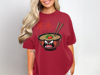 Ramen T-Shirt, Angry Ramen Bowl Tee, Noodle Shirt, Japanese Food, Funny Food Shirt, Ramen Lover Gift, Graphic Tee, Unisex T-Shirt, Foodie - IconVexa
