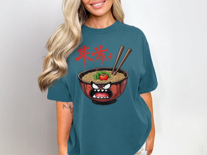 Ramen T-Shirt, Angry Ramen Bowl Tee, Noodle Shirt, Japanese Food, Funny Food Shirt, Ramen Lover Gift, Graphic Tee, Unisex T-Shirt, Foodie - IconVexa