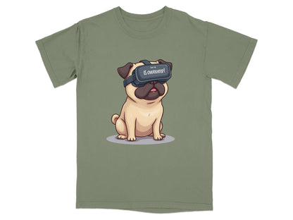 Real Life Is Overrated VR Pug Funny Design T-Shirt - IconVexa