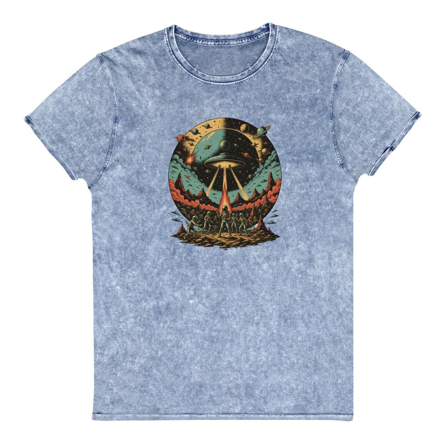 Retro Alien Abduction T-Shirt | Space Battle Graphic Tee | Vintage Sci - Fi Astronaut Shirt - IconVexa