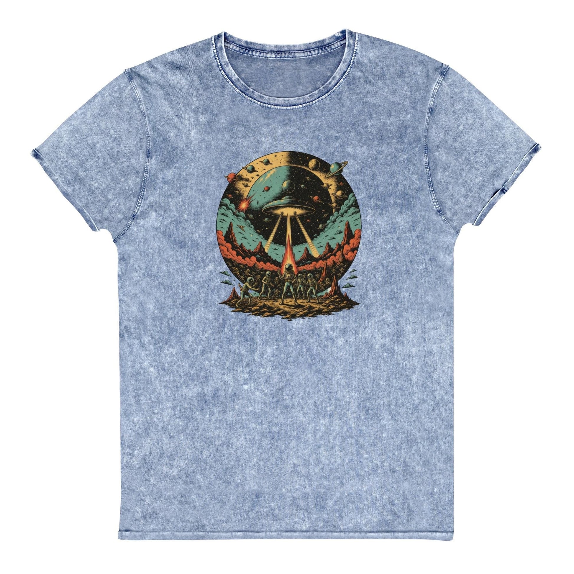 Retro Alien Abduction T-Shirt | Space Battle Graphic Tee | Vintage Sci - Fi Astronaut Shirt - IconVexa