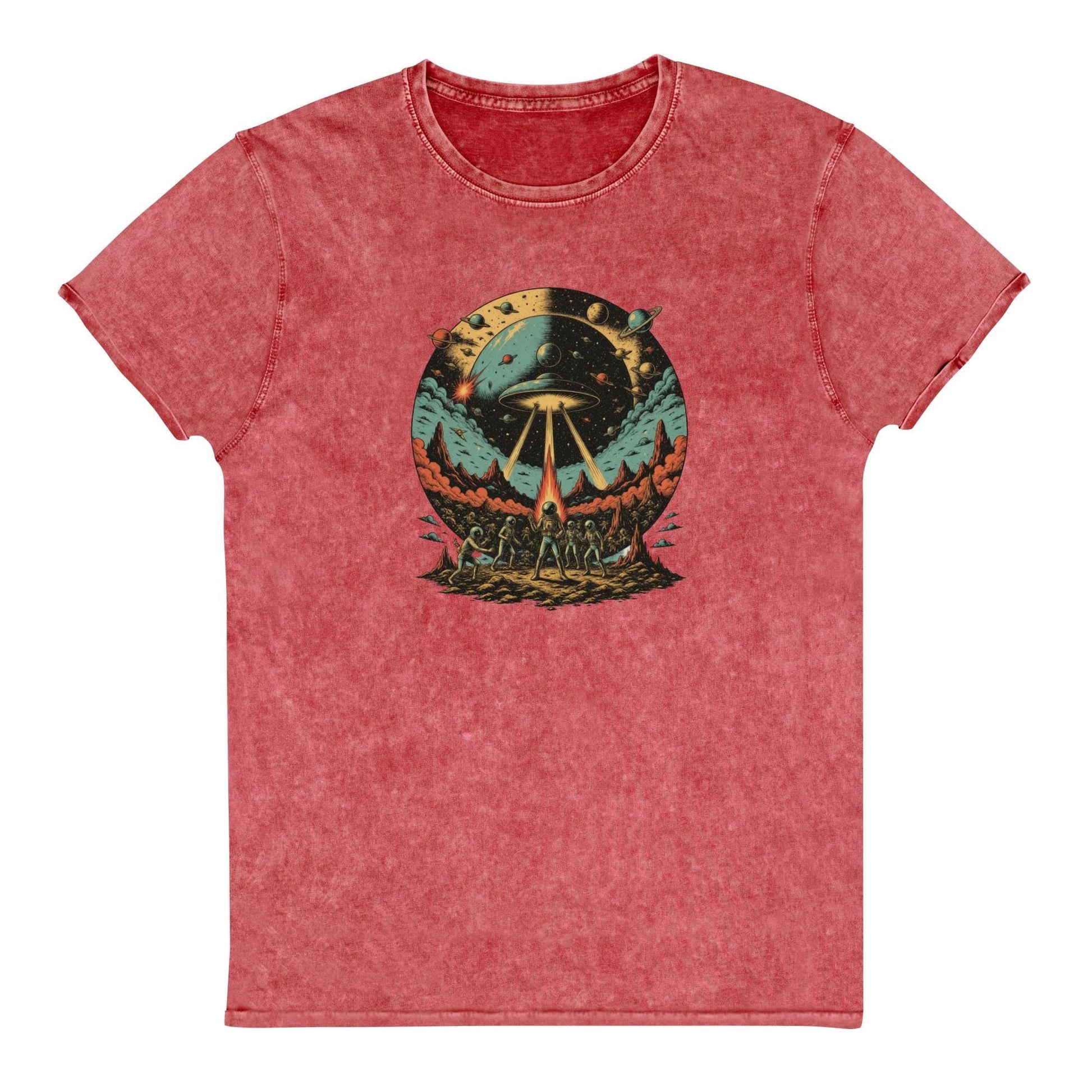 Retro Alien Abduction T-Shirt | Space Battle Graphic Tee | Vintage Sci - Fi Astronaut Shirt - IconVexa