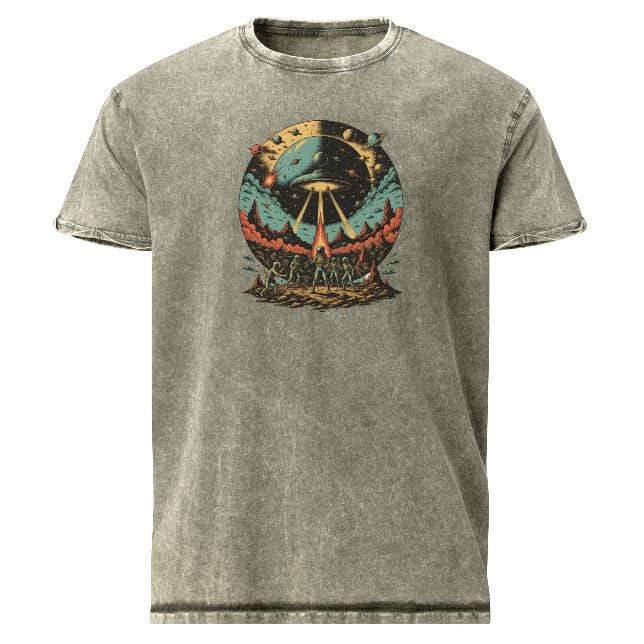 Retro Alien Abduction T-Shirt | Space Battle Graphic Tee | Vintage Sci - Fi Astronaut Shirt - IconVexa