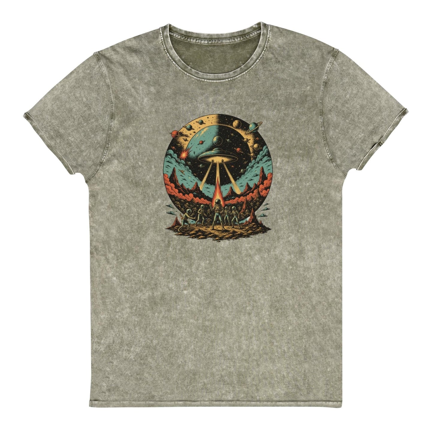 Retro Alien Abduction T-Shirt | Space Battle Graphic Tee | Vintage Sci - Fi Astronaut Shirt - IconVexa