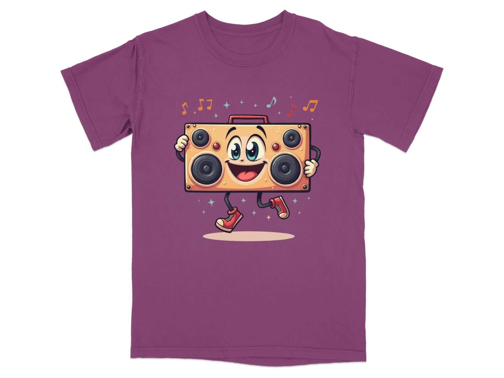 Retro Boombox With A Face Walking and Singing T-Shirt - IconVexa