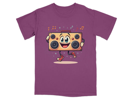 Retro Boombox With A Face Walking and Singing T-Shirt - IconVexa