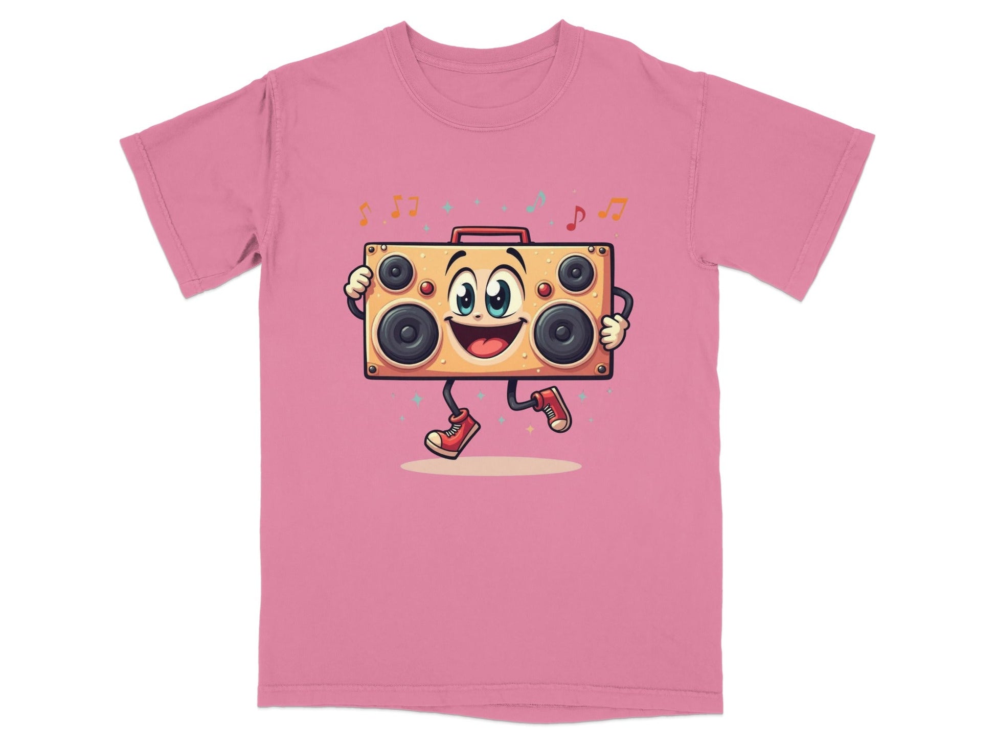 Retro Boombox With A Face Walking and Singing T-Shirt - IconVexa