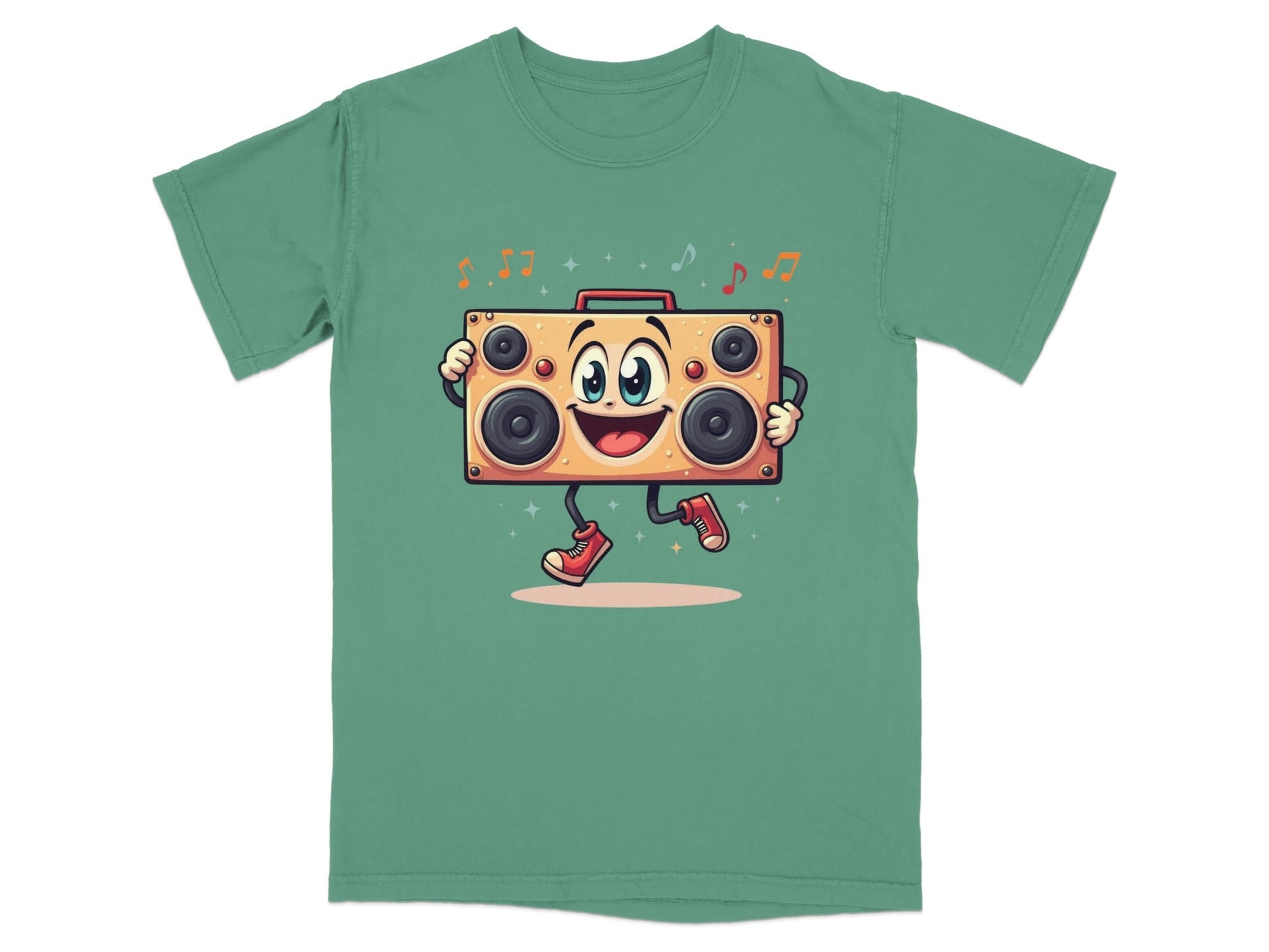 Retro Boombox With A Face Walking and Singing T-Shirt - IconVexa