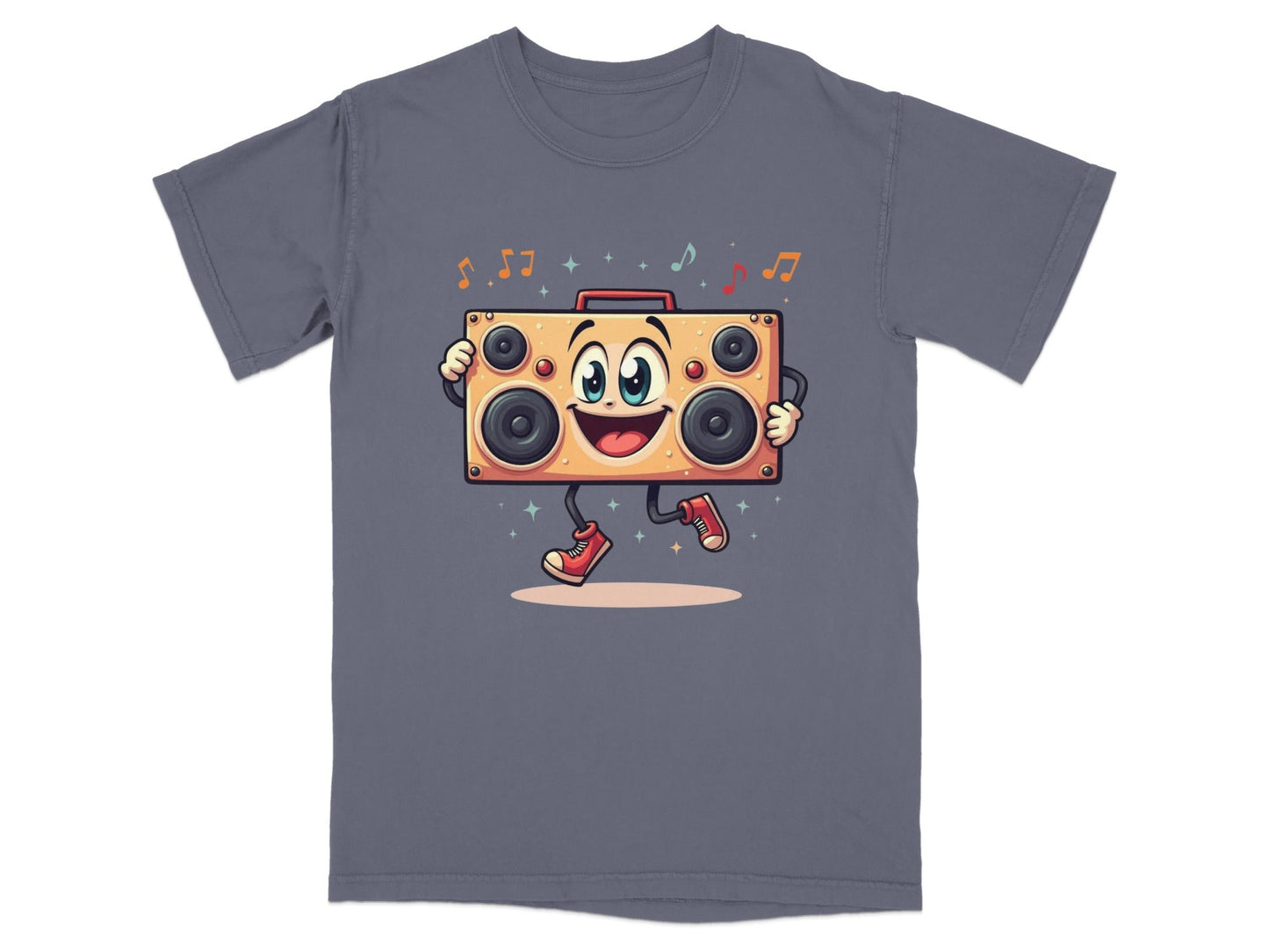 Retro Boombox With A Face Walking and Singing T-Shirt - IconVexa