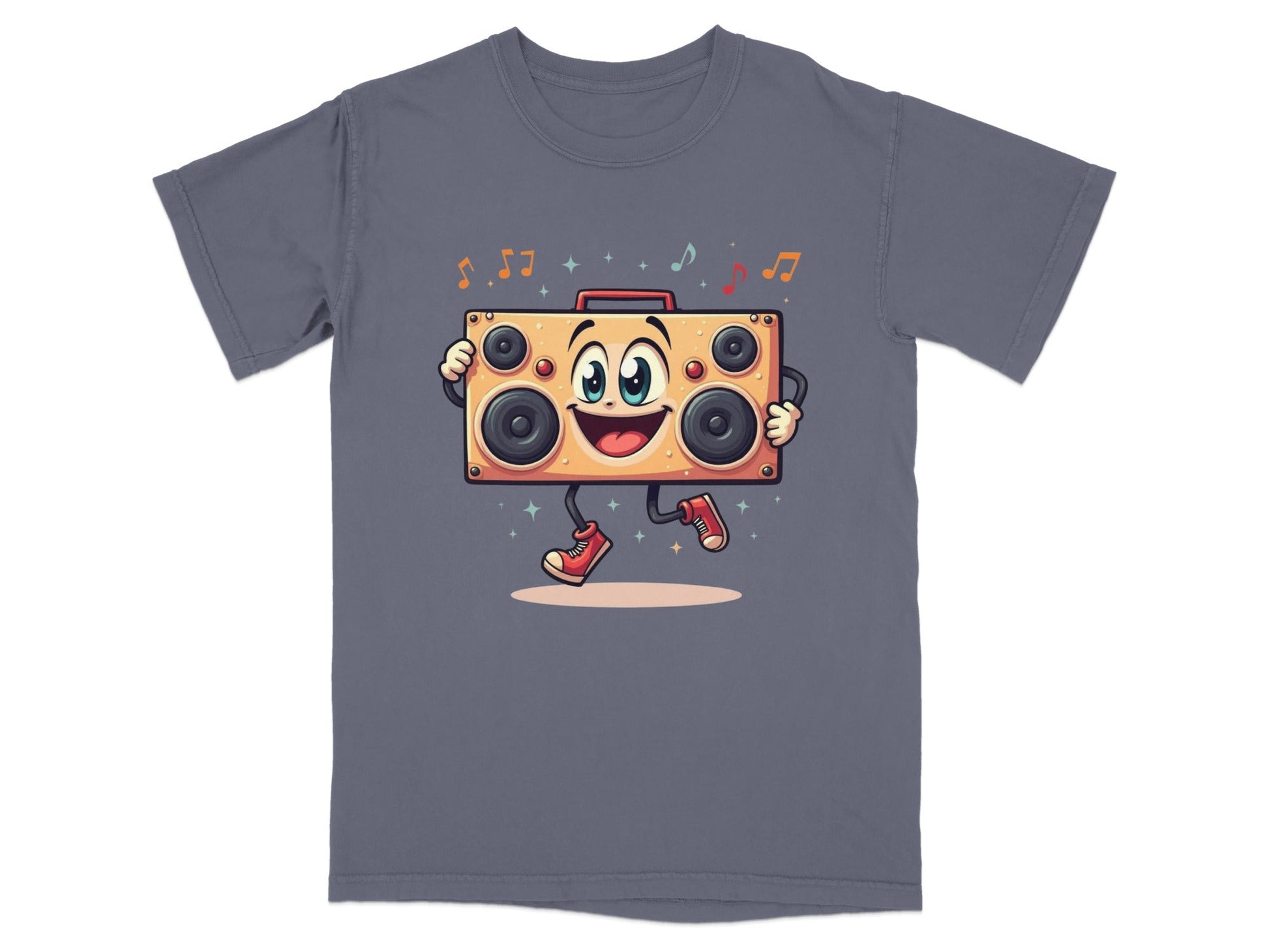 Retro Boombox With A Face Walking and Singing T-Shirt - IconVexa