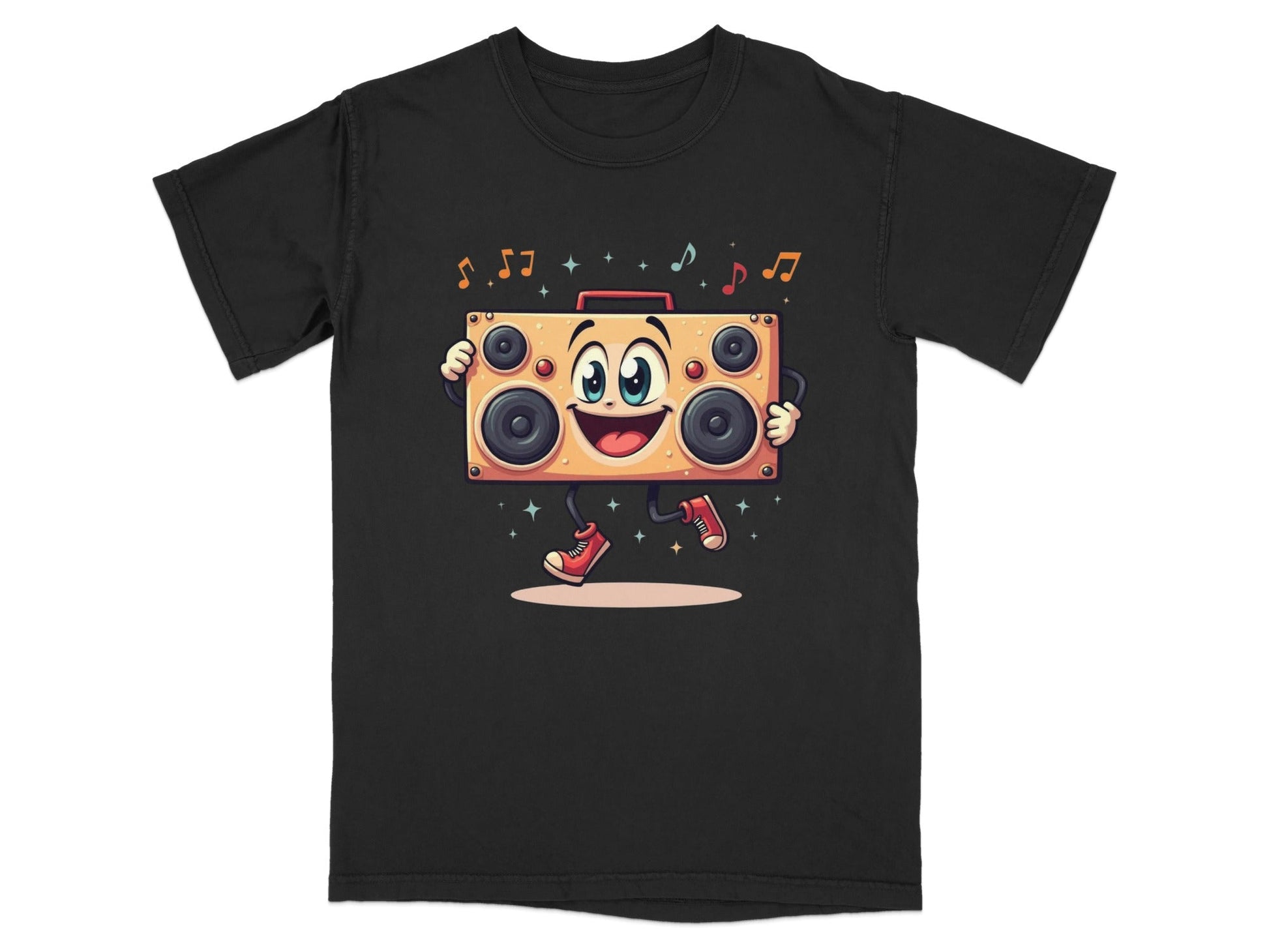 Retro Boombox With A Face Walking and Singing T-Shirt - IconVexa