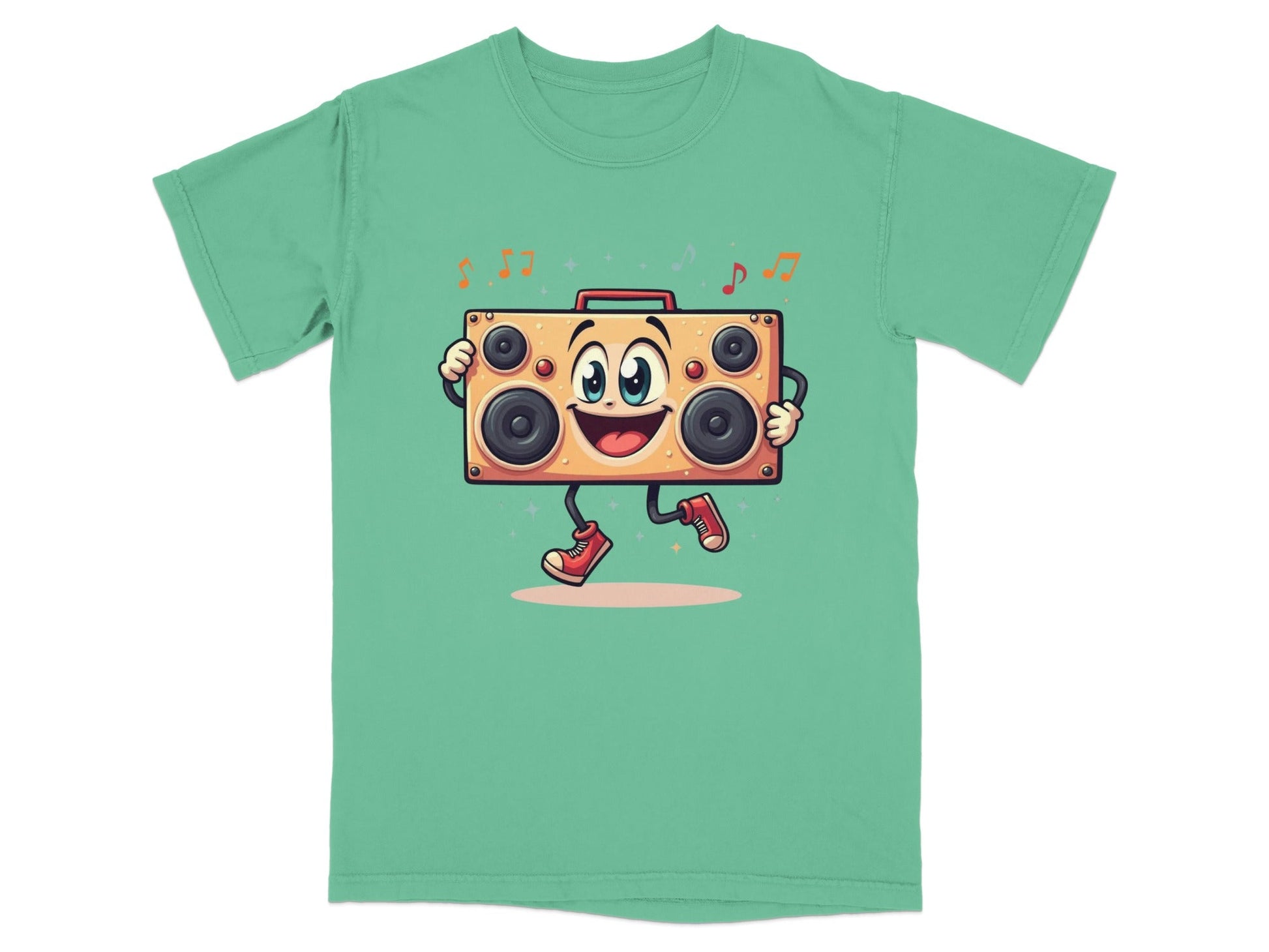 Retro Boombox With A Face Walking and Singing T-Shirt - IconVexa