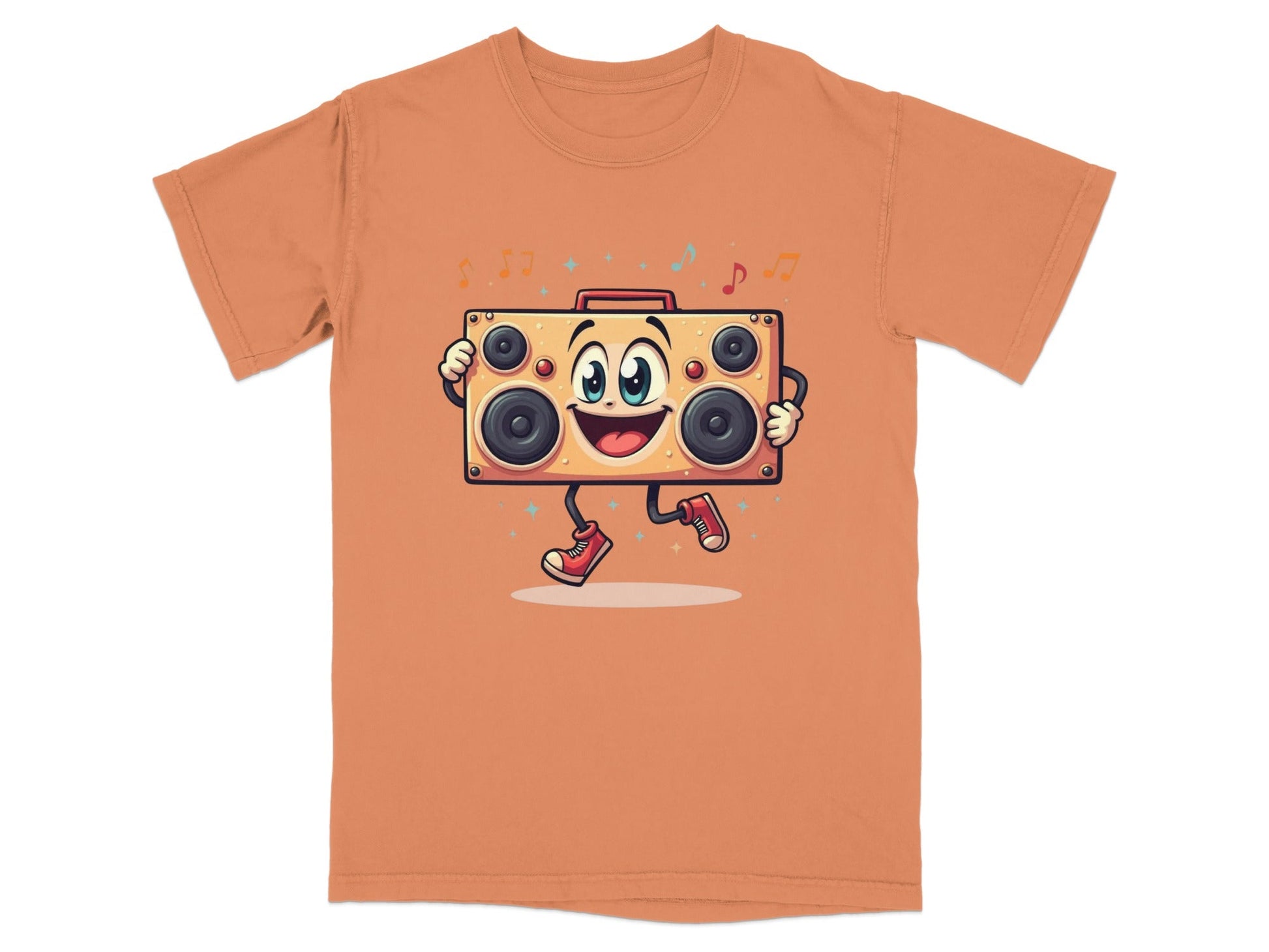 Retro Boombox With A Face Walking and Singing T-Shirt - IconVexa