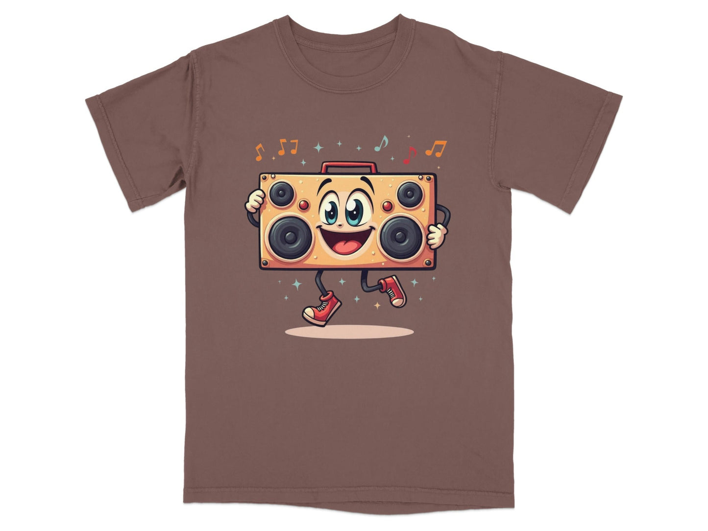 Retro Boombox With A Face Walking and Singing T-Shirt - IconVexa