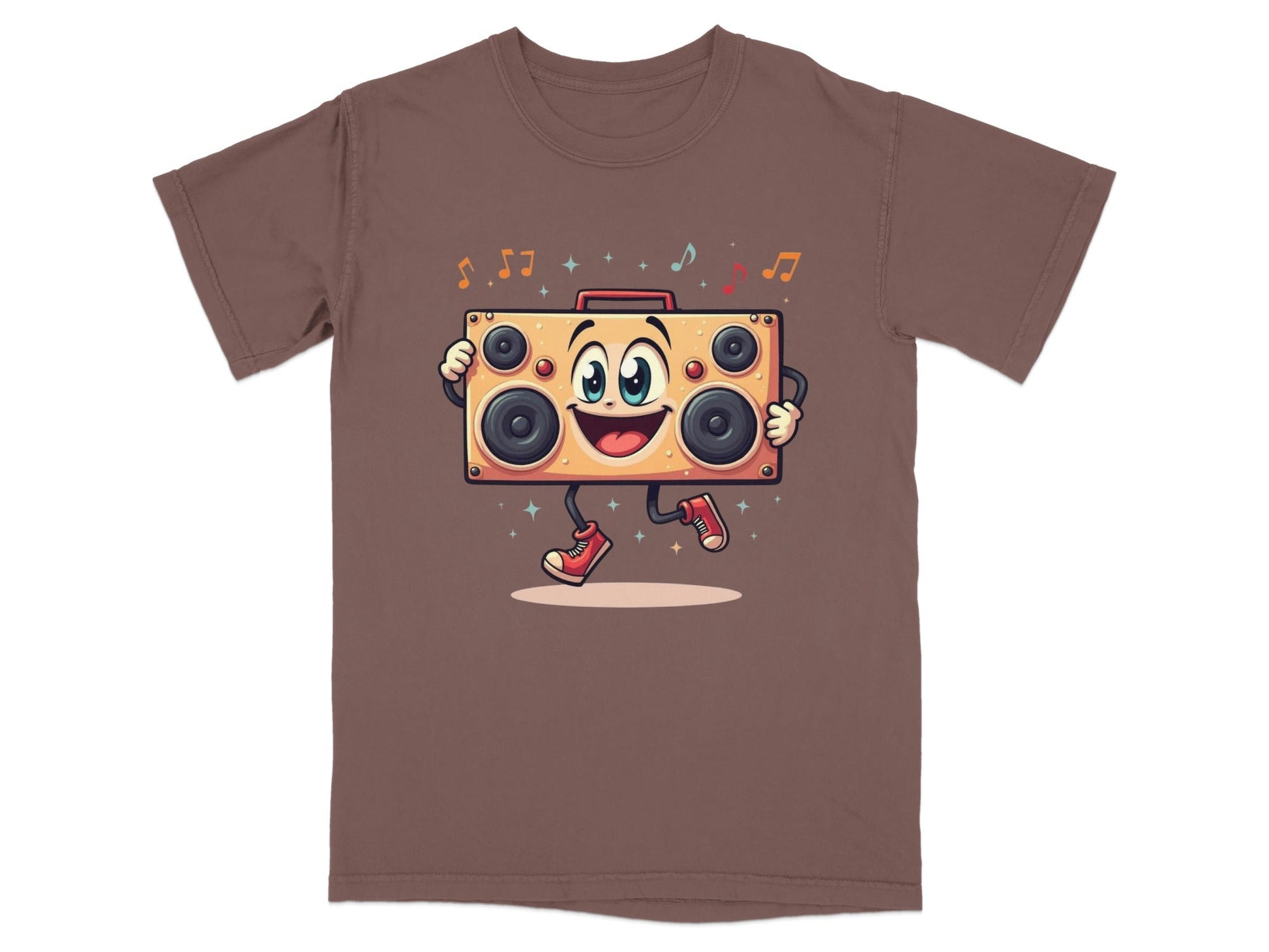 Retro Boombox With A Face Walking and Singing T-Shirt - IconVexa