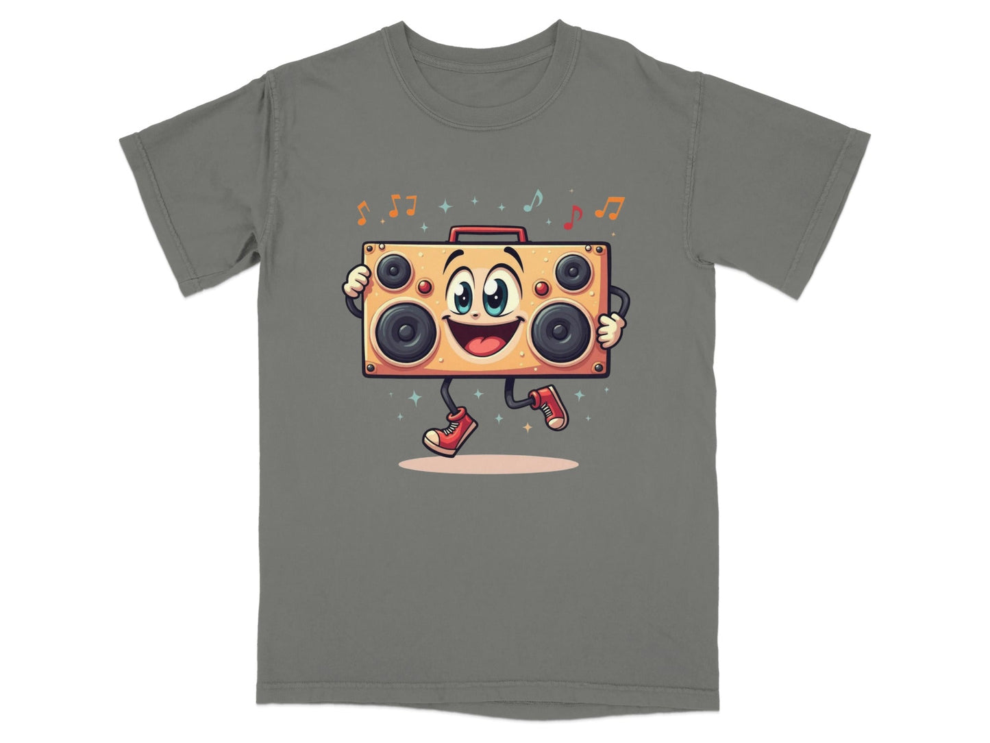 Retro Boombox With A Face Walking and Singing T-Shirt - IconVexa