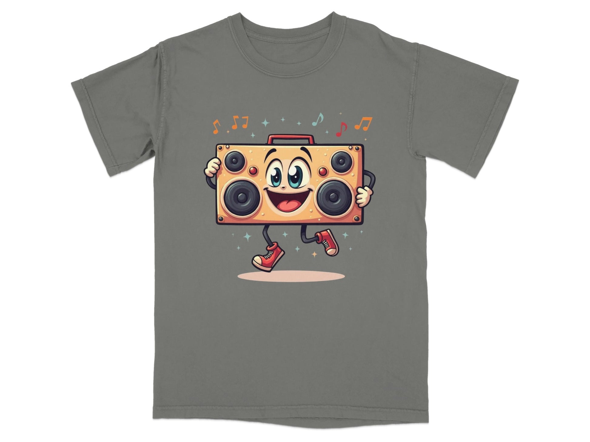 Retro Boombox With A Face Walking and Singing T-Shirt - IconVexa