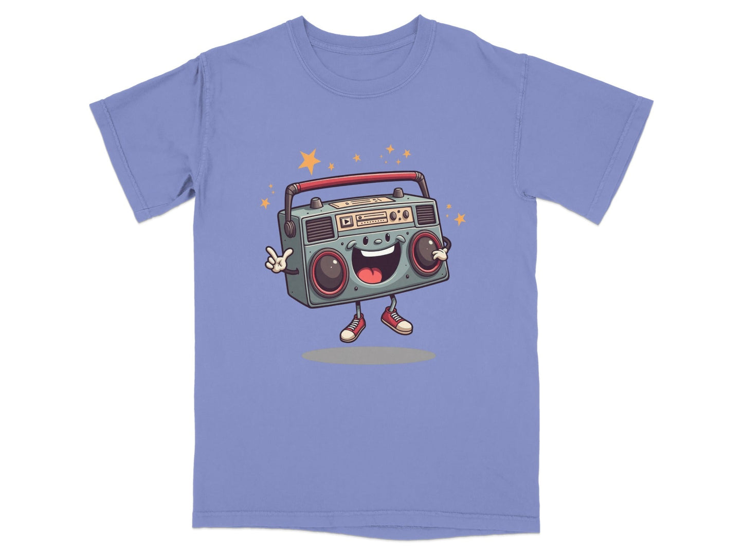 Retro Radio Boombox Smiling Cartoon Character Graphic T-Shirt - IconVexa