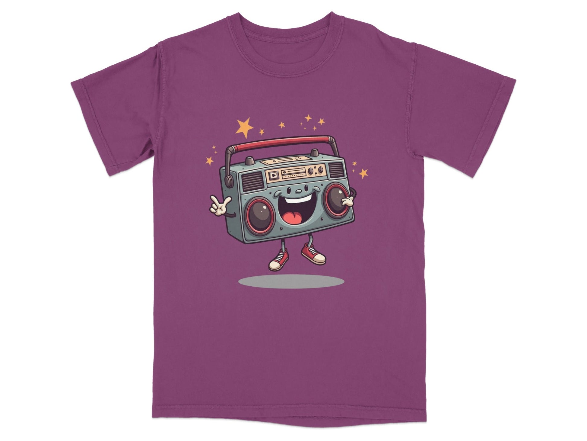 Retro Radio Boombox Smiling Cartoon Character Graphic T-Shirt - IconVexa