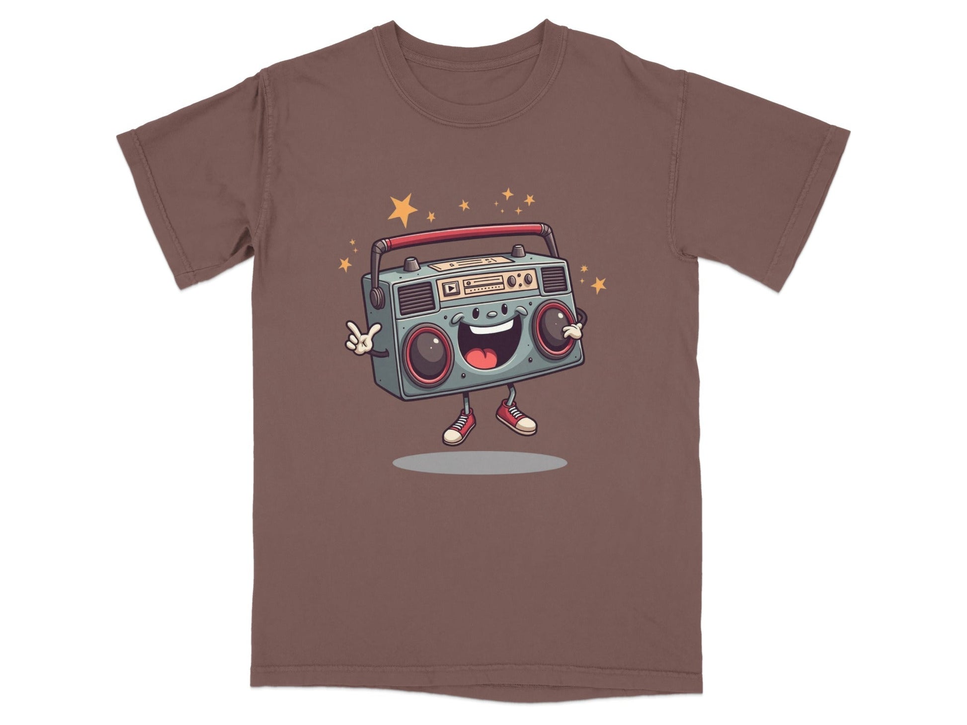 Retro Radio Boombox Smiling Cartoon Character Graphic T-Shirt - IconVexa