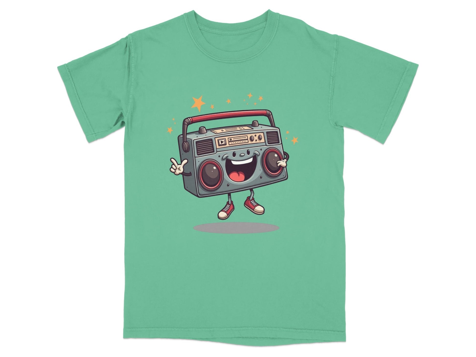 Retro Radio Boombox Smiling Cartoon Character Graphic T-Shirt - IconVexa