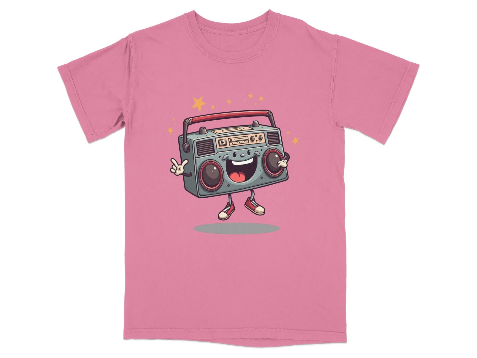 Retro Radio Boombox Smiling Cartoon Character Graphic T-Shirt - IconVexa