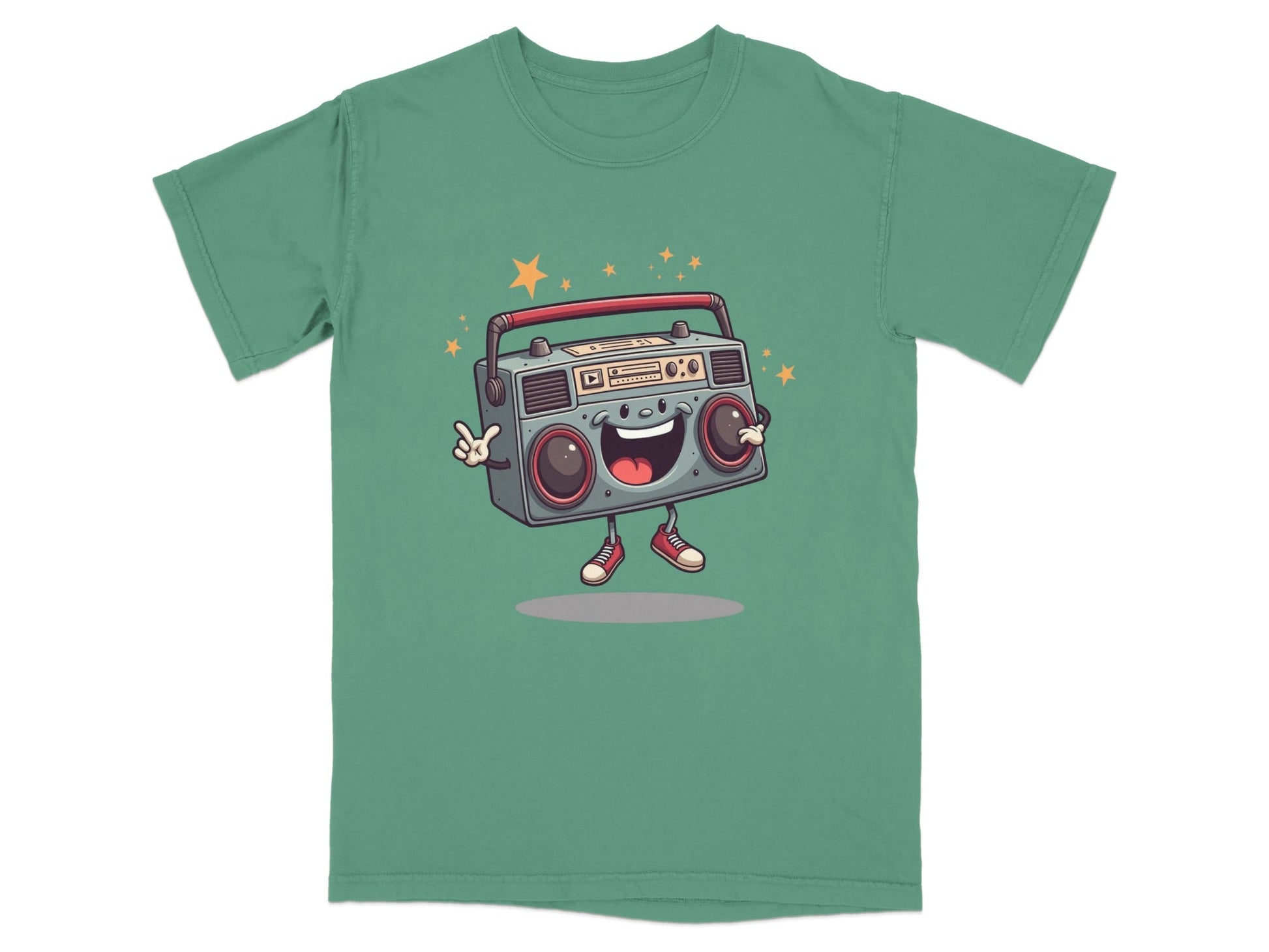 Retro Radio Boombox Smiling Cartoon Character Graphic T-Shirt - IconVexa