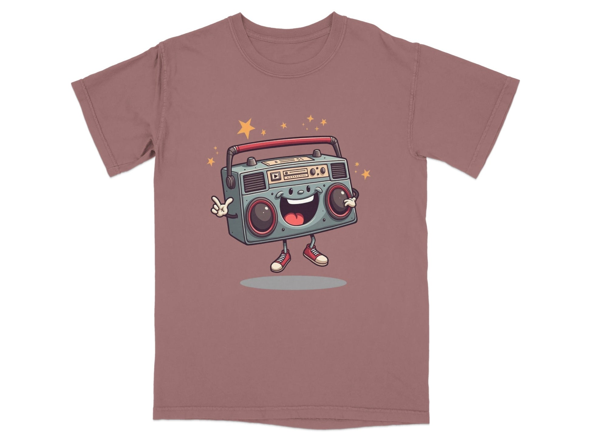 Retro Radio Boombox Smiling Cartoon Character Graphic T-Shirt - IconVexa