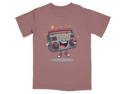 Retro Radio Boombox Smiling Cartoon Character Graphic T-Shirt - IconVexa