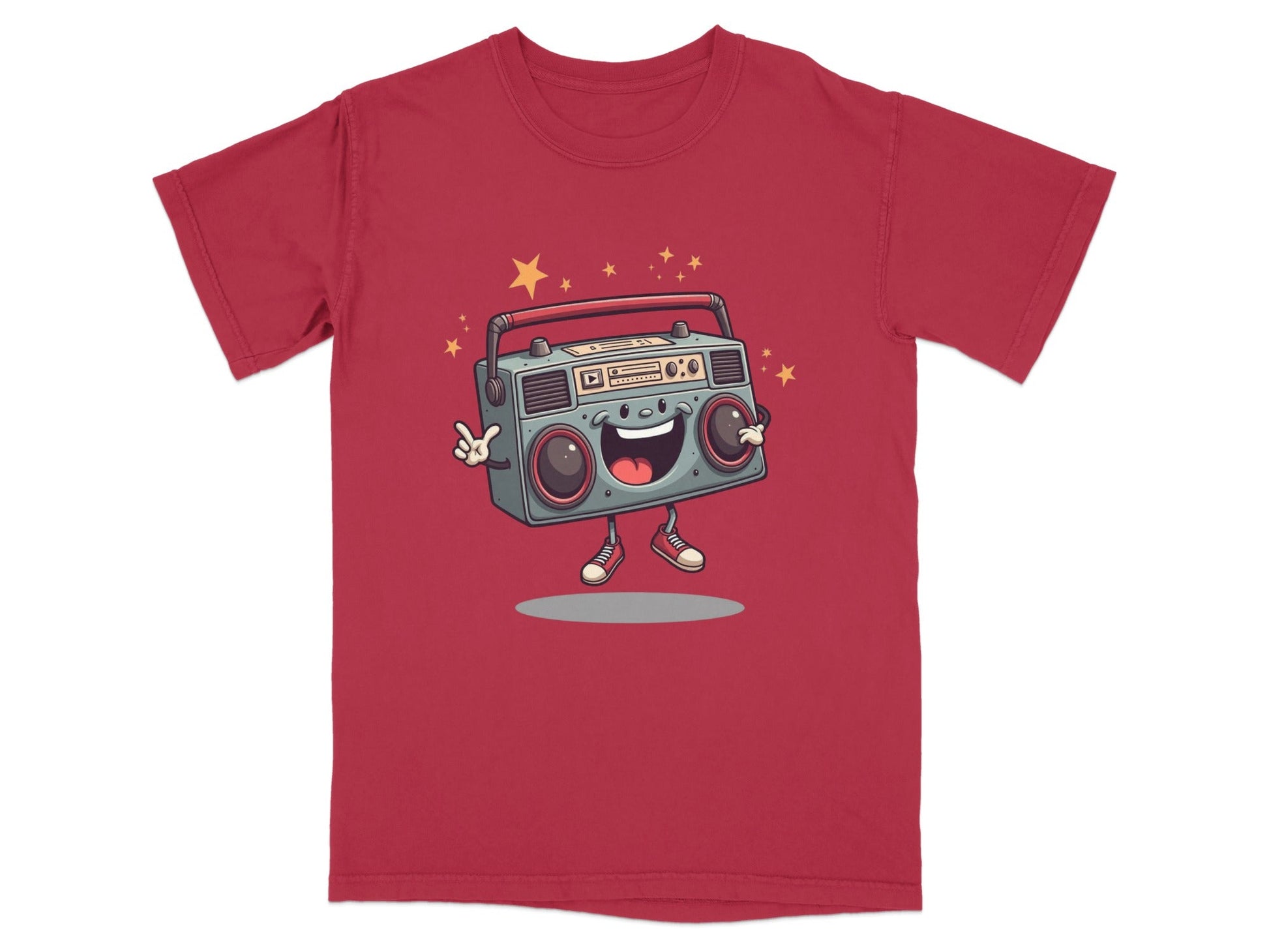 Retro Radio Boombox Smiling Cartoon Character Graphic T-Shirt - IconVexa