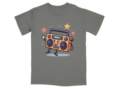 Retro Radio with Smiling Face Animated Art Style T-Shirt - IconVexa