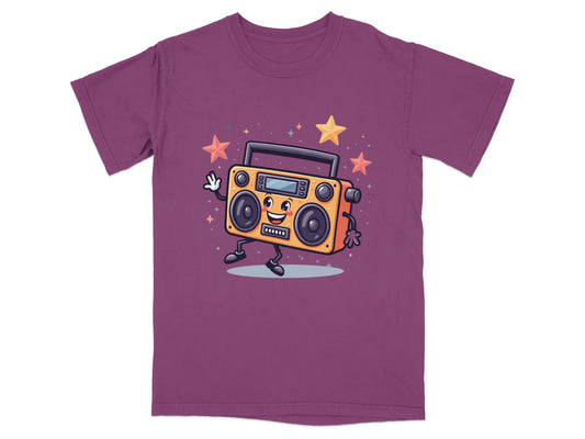Retro Radio with Smiling Face Animated Art Style T-Shirt - IconVexa