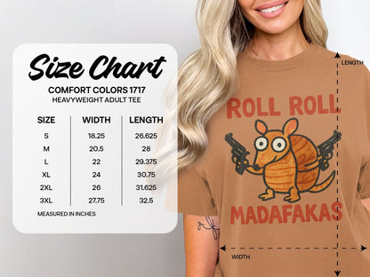 Roll Roll Madafakas T-Shirt, Funny Armadillo Tee, Animal Graphic Shirt, Novelty Gift T-Shirt, Humor Tee, Gangster Armadillo T-Shirt - IconVexa