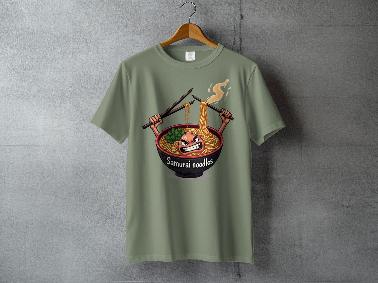 Samurai Noodles Furious Meal Funny Graphic Image T-Shirt - IconVexa
