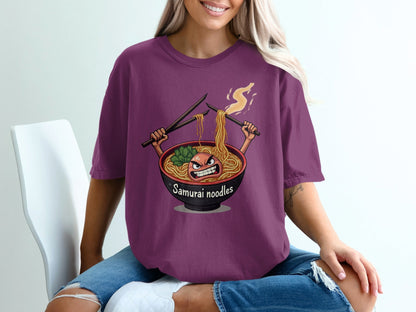 Samurai Noodles Furious Meal Funny Graphic Image T-Shirt - IconVexa