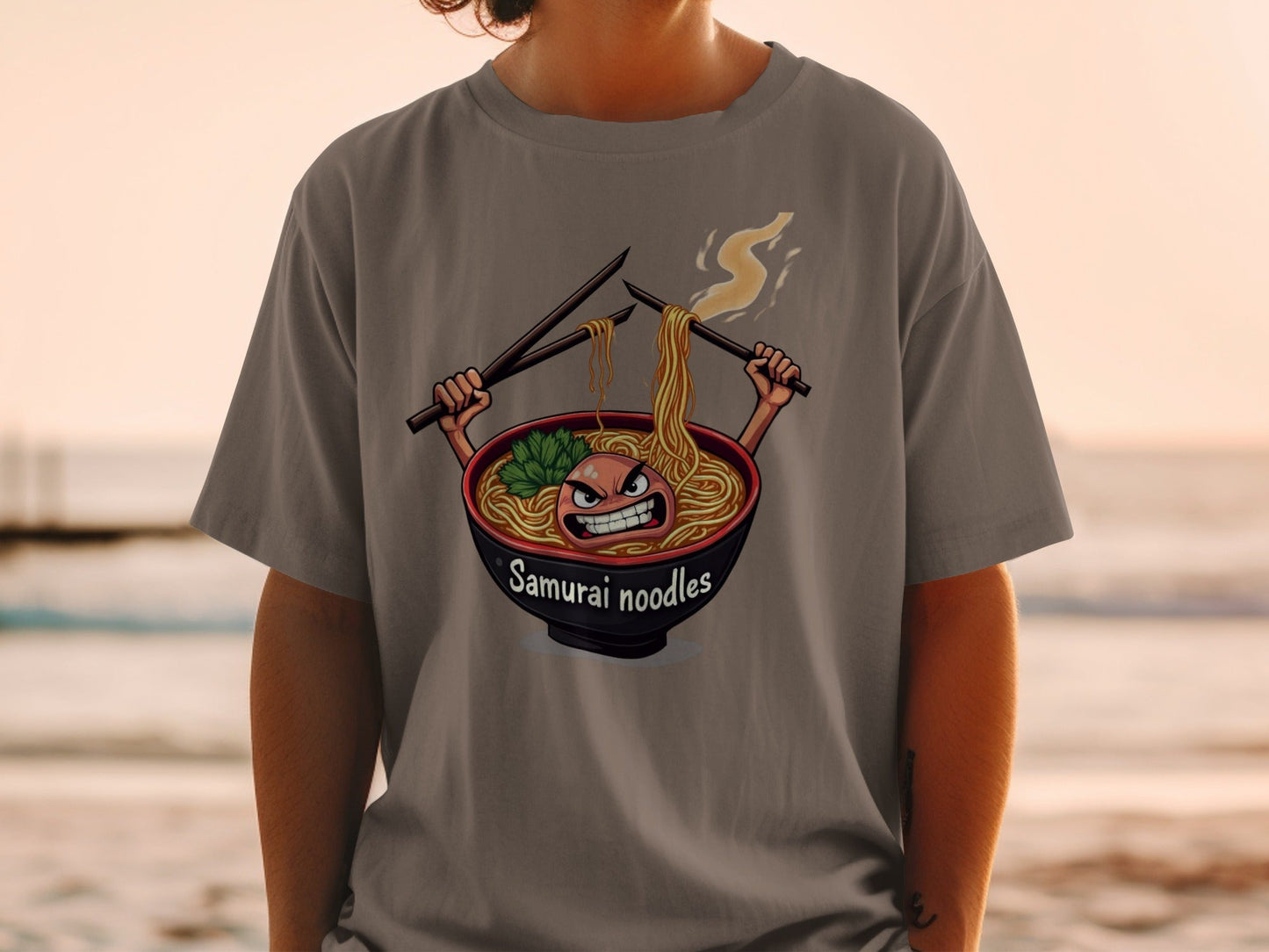 Samurai Noodles Furious Meal Funny Graphic Image T-Shirt - IconVexa